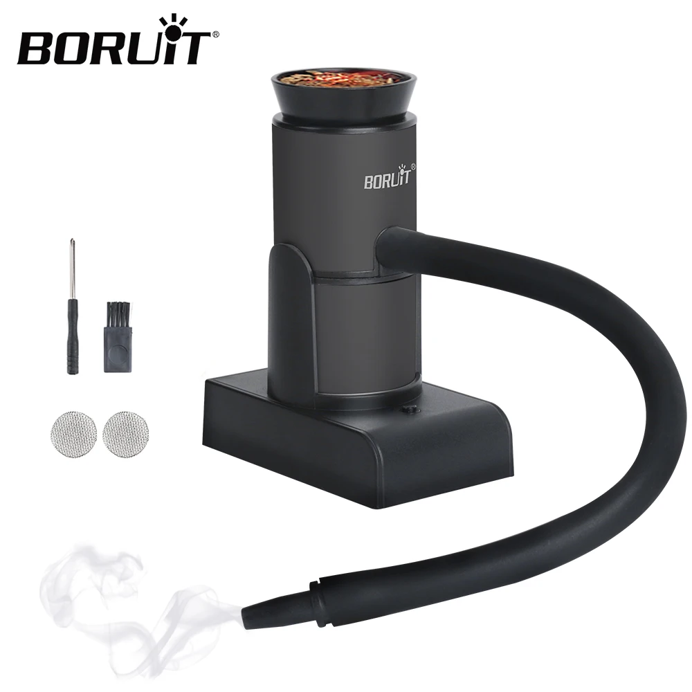 BORUiT Smoker Infuser Portable Molecular Cuisine Smoking Food Cold Smoke Generator Meat Burn Cooking for BBQ Grill Cocktails