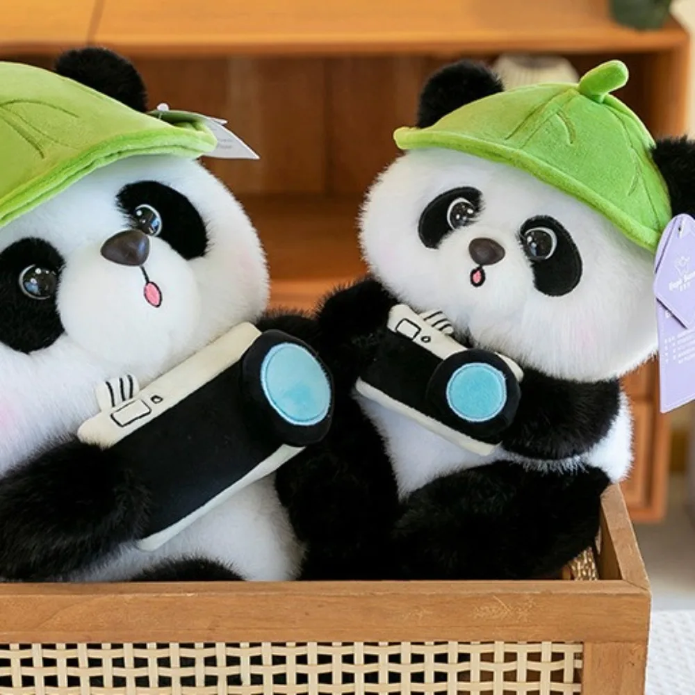 Animal Cuddly Panda Plush Toys Fluffy Kawaii Panda Holding Camera Doll Soft Lovely Panda Doll Children