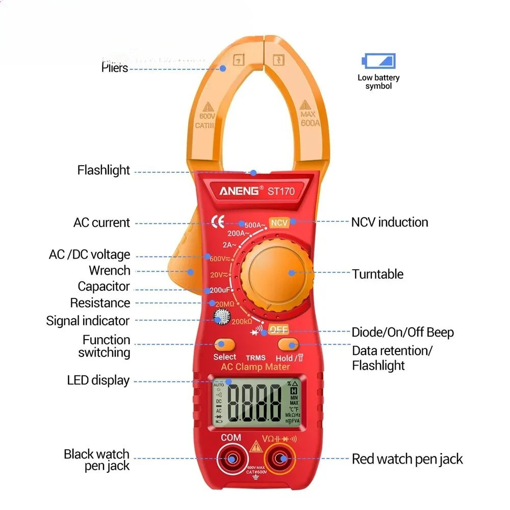 ST170 Multímetros Digitales Мультиметр Измерительный комплект для измерения электрического напряжения Ампер Сопротивление Емкость Инструменты