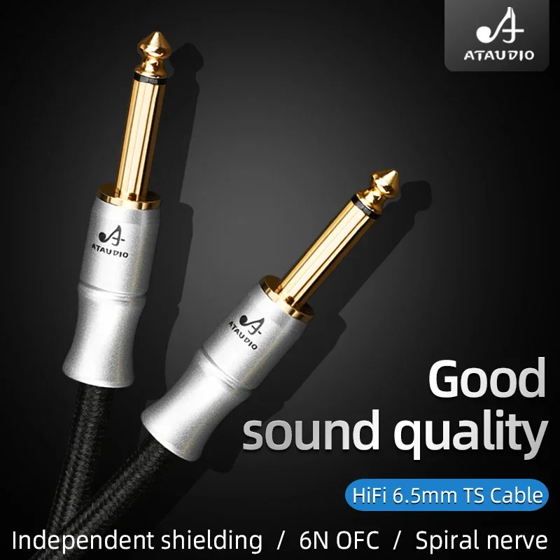 

Hifi 6.5mm TS Cable 6N OFC 6.35mm Audio Mono Jack 1/4" TS Cable Unbalanced Guitar Patch Cords Instrument Cable