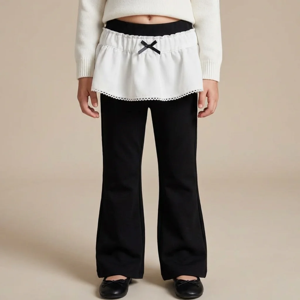 seasonsea-gonna-per-ragazze-leggings-pantaloni-svasati-con-volant-in-due-pezzi-finti-pantaloni-con-nodo-a-fiocco-pantaloni-bianchi-neri-abbigliamento-primavera-autunno-per-bambini
