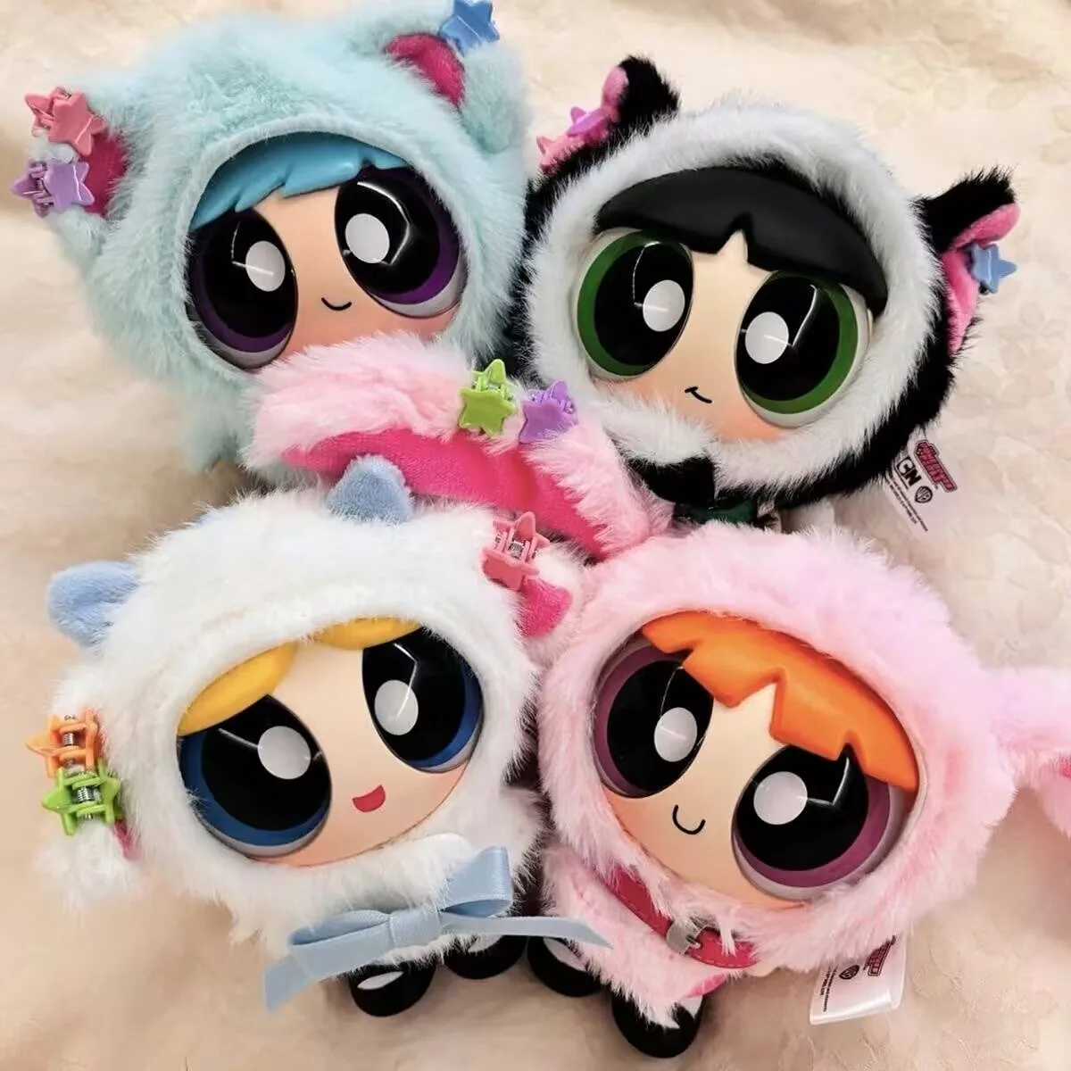 Original Toptoy The Powerpuff Girls Cape Cross-Dressing Doll Blind Box Doll Plush Vinyl Doll Backpack Pendant Key Rings/Chains