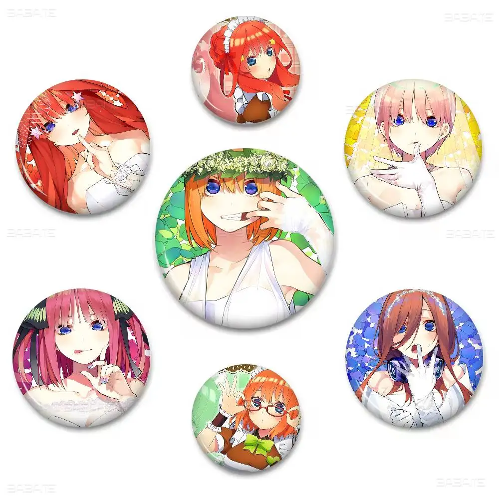 Anime The Quintessential Quintuplets Round Button Pins Slogan Creative Brooches Backpack Clothes Decoration Jewelry Gifts
