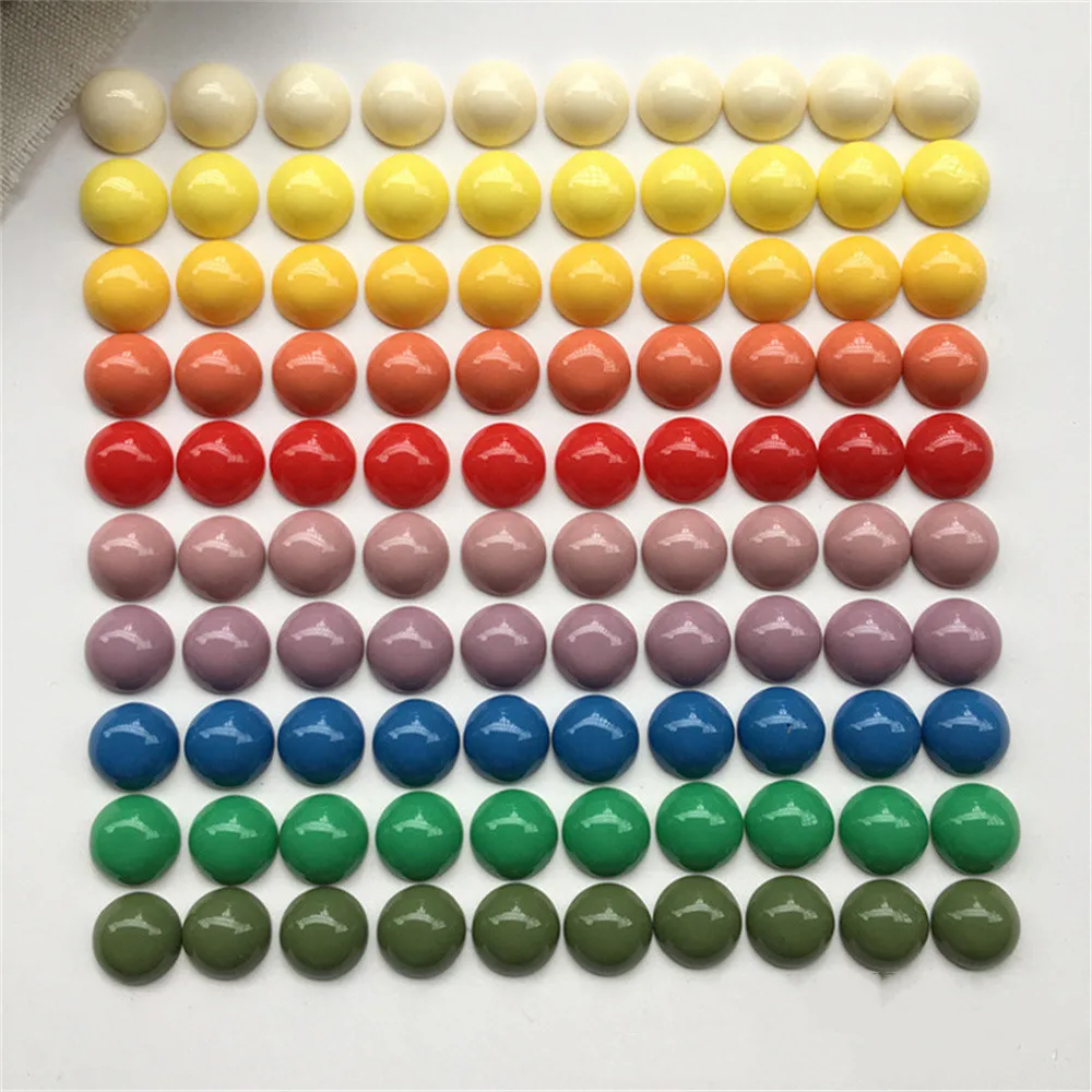 WFFNNKC 10-20Pcs Candy Color Round Half Pill Resin Patch Phone Case DIY Hair Accessory Jewelry Earrings Cabochon Decor Materials