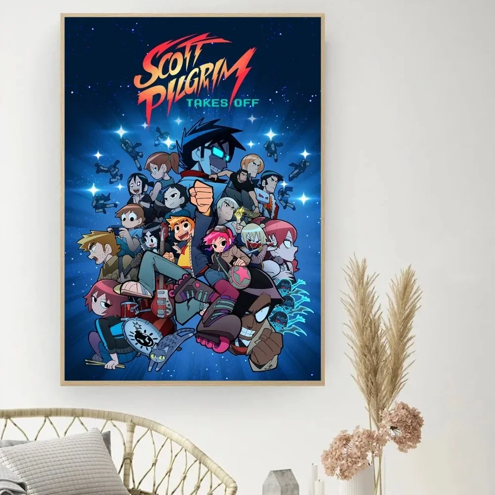 Anime Scott Pilgrim Poster DIY Vintage Movie Poster Wall Art Painting Study Stickers Small Szie Wall Painting