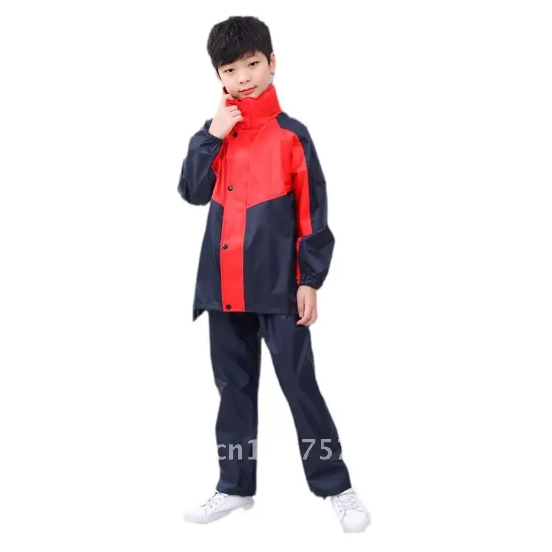 

Children's Waterproof Raincoat And Pants Set Thickened Oxford Cloth Full Body Rain Gear for Boys And Girls with Split Schoolbag