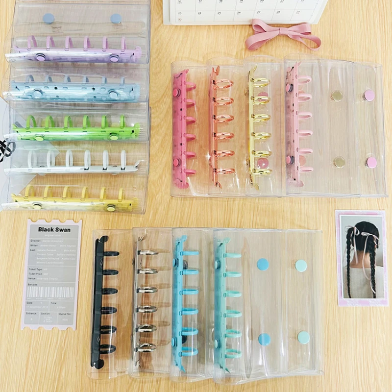 A7 Double Botton Colorful Transparent PVC Soft Cover Binder Cover Journal Sketchbook Accessories Diary Office Supplies