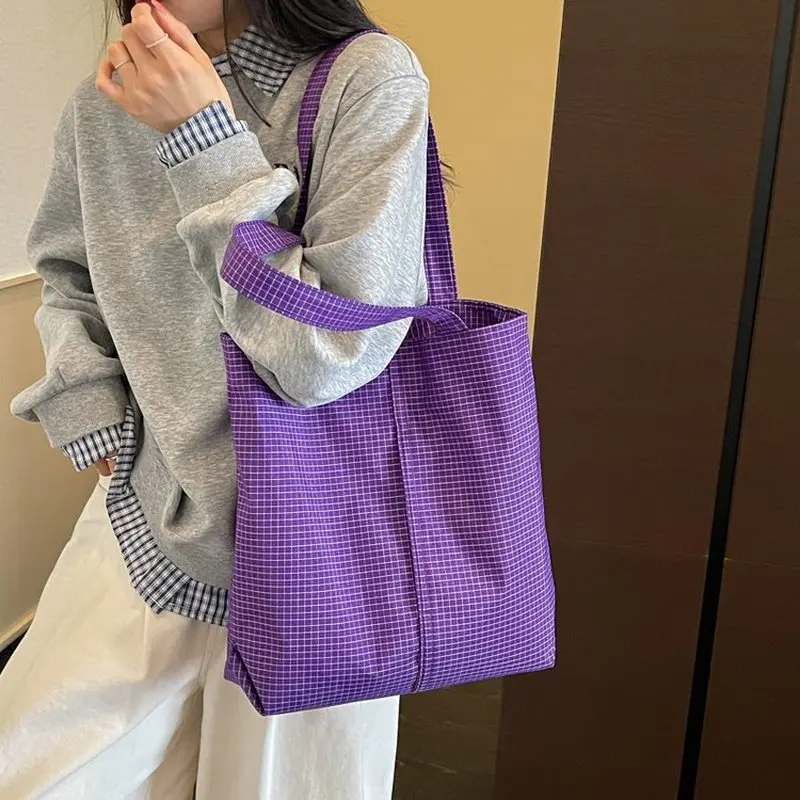 Women Olive Green Tote Bag With Grid Pattern Large Capacity Casual Shoulder Purse For Shopping Travel Daily Commute Handbag