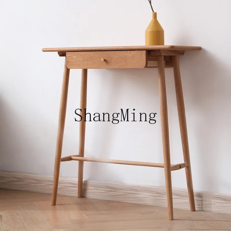 

FG solid wood entrance table, oak decoration against the wall, narrow table by the wall, aisle corridor plan
