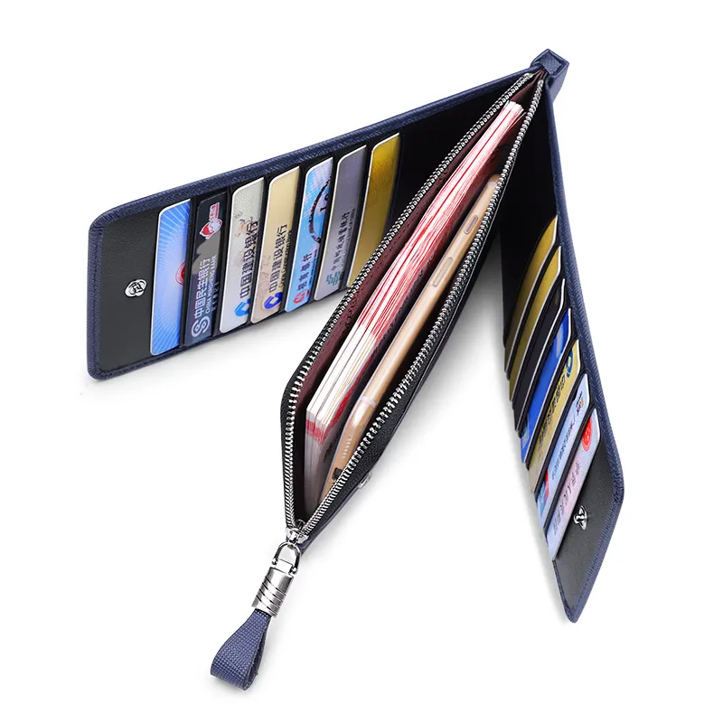 Leather men's card bag with large capacity and multifunctional card holder, fashionable and personalized wallet