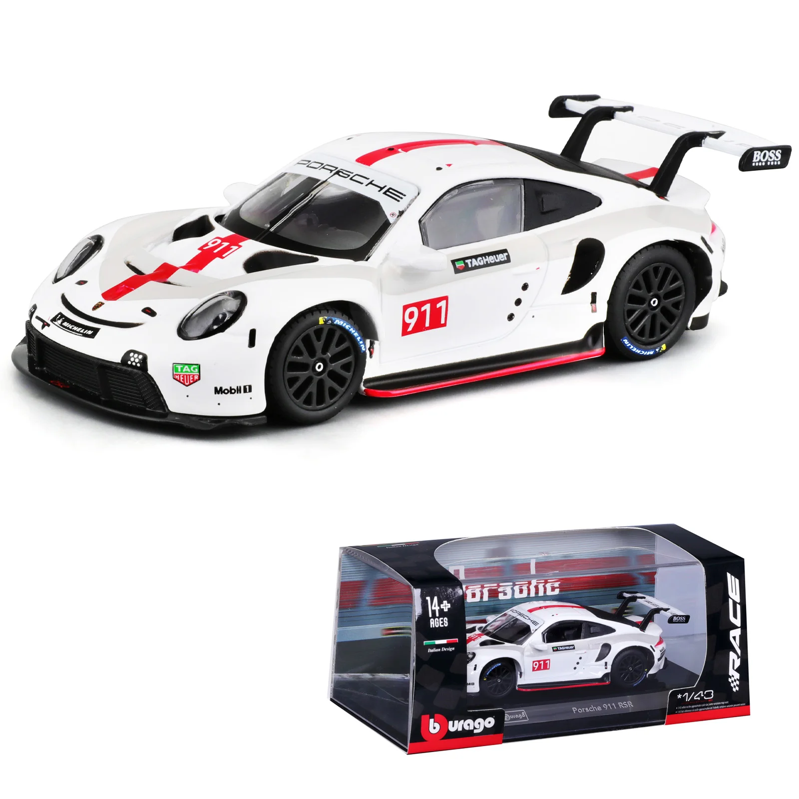 Bburago 1:43 Porsche 911 RSR Static Die Cast Vehicles Collectible Model Racing Car Toys