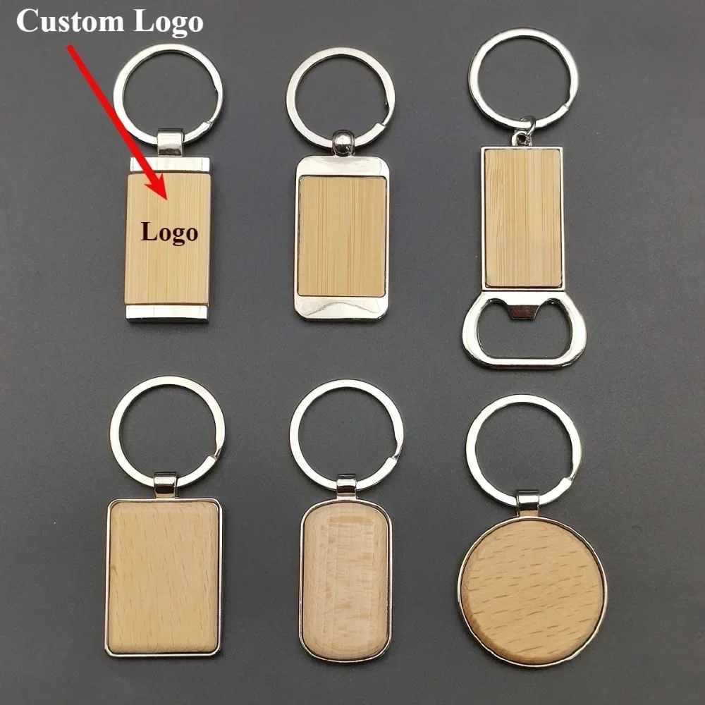 Portable Metal Wood Creative And Simple Car Keychain Custom Keyring Key Chain Ring Engraving Name High-End Elite Souvenir