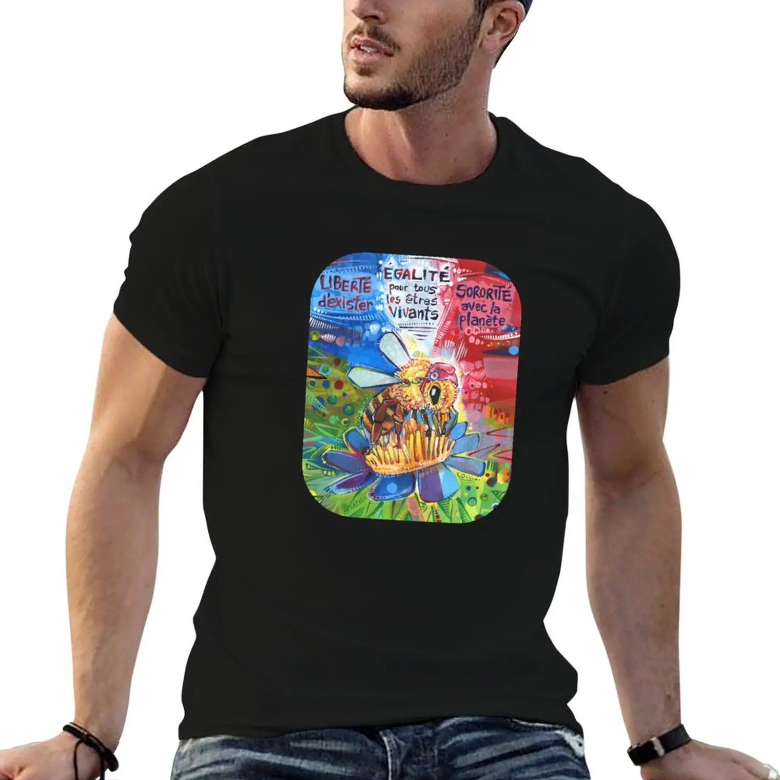 Liberté, égalité, Sororité (Bee Marianne Painting) - 2024 T-Shirt tees basketball graphic tees clothes for men