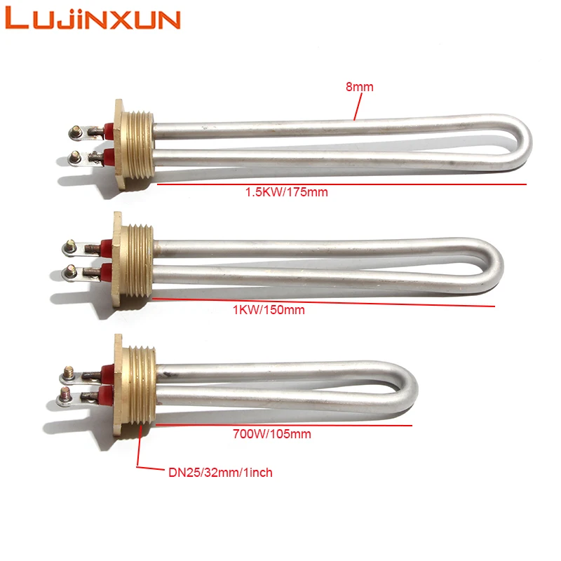 Grzałka Lujinxun DN25/32mm, elektryczny element grzejny 1,0" do grzejnika kotła/dispensera wody, grzejniki 110 V/220 V, 700 W/1000 W/1500 W