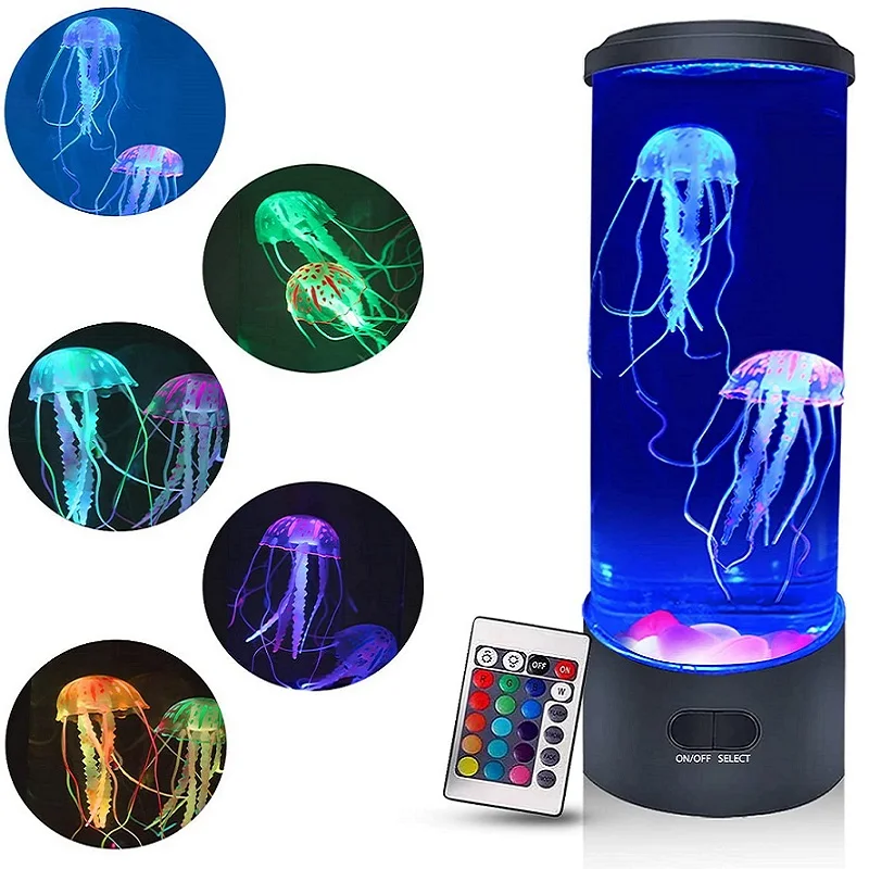LED Jellyfish Lamp Ambient Night Light Remote Control Color Changing Decorative Lights Aquarium Birthday Gift For Children USB