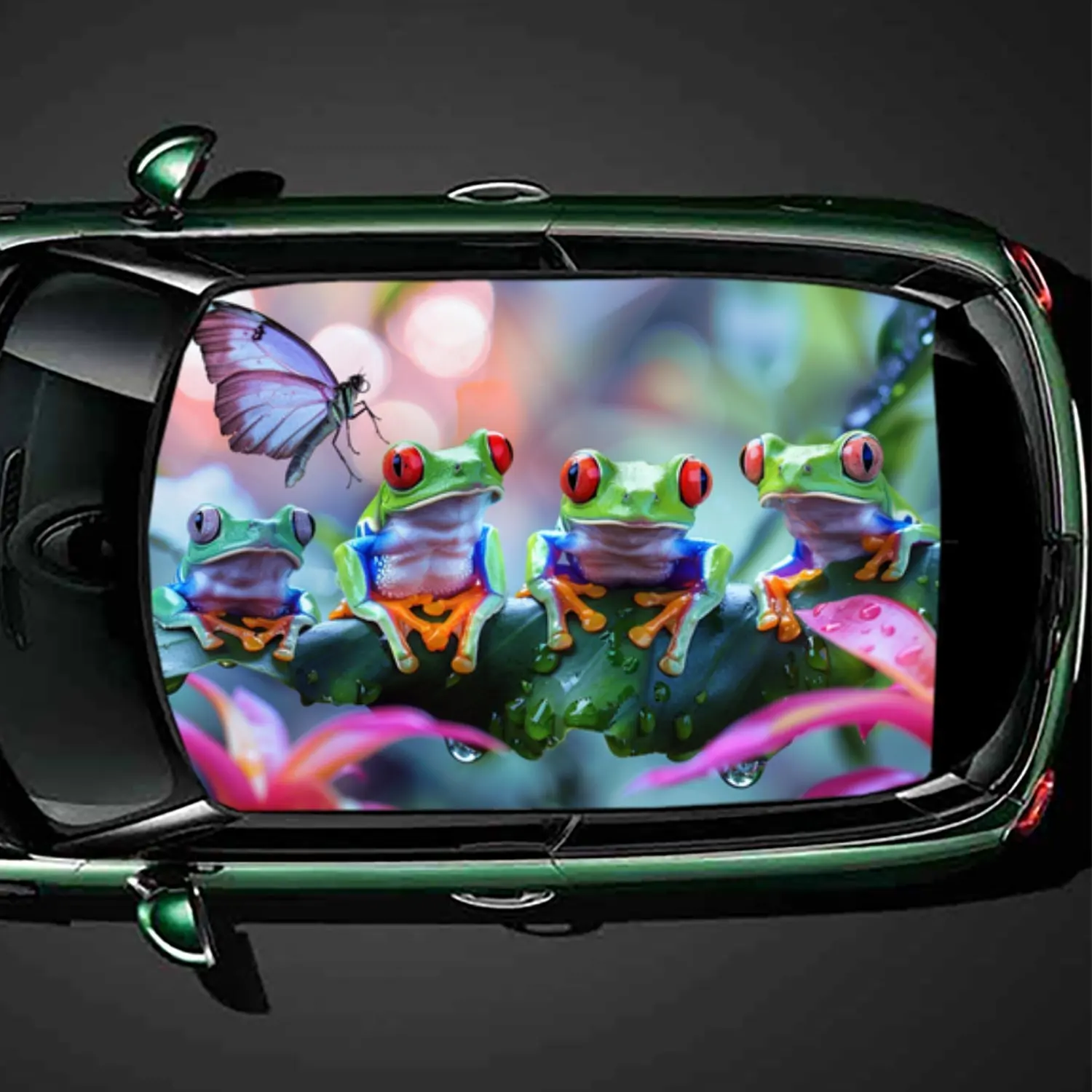 

Exquisite green frog car roof vinyl wraps decal, self-adhesive waterproof car exterior personalized accessory, decorative gift f