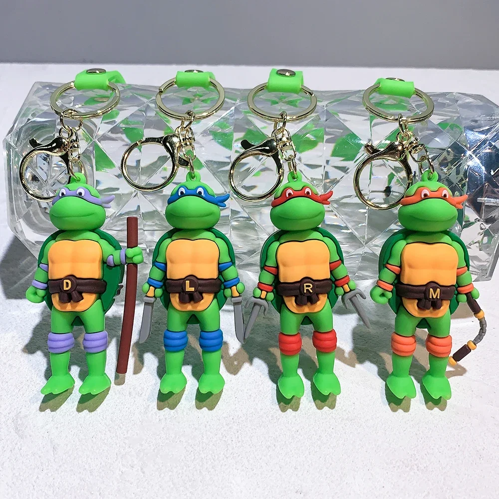 Anime Ninja Turtle Figure Keychain Teenage Mutant Ninja Turtles Raphael Donatello Doll Keyring Car Key Bag Ornament Gift