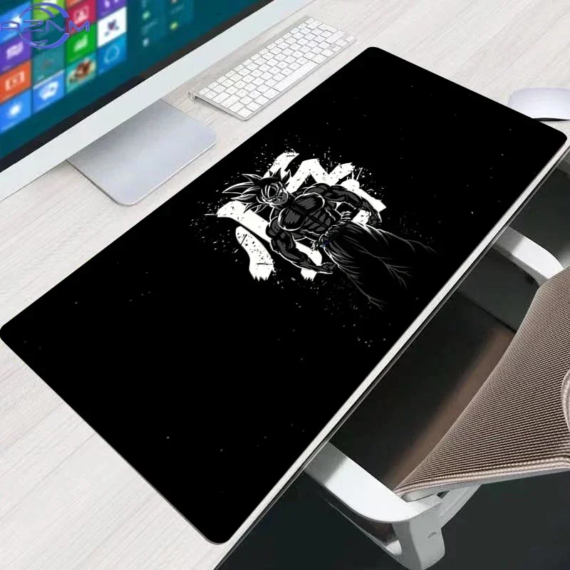 Dragon Ball Super Blue Goku Neon Silhouette Anime Mouse Pad, Rubber Non Slip Gaming Desk Mat, Black Background Spark Effect HD P