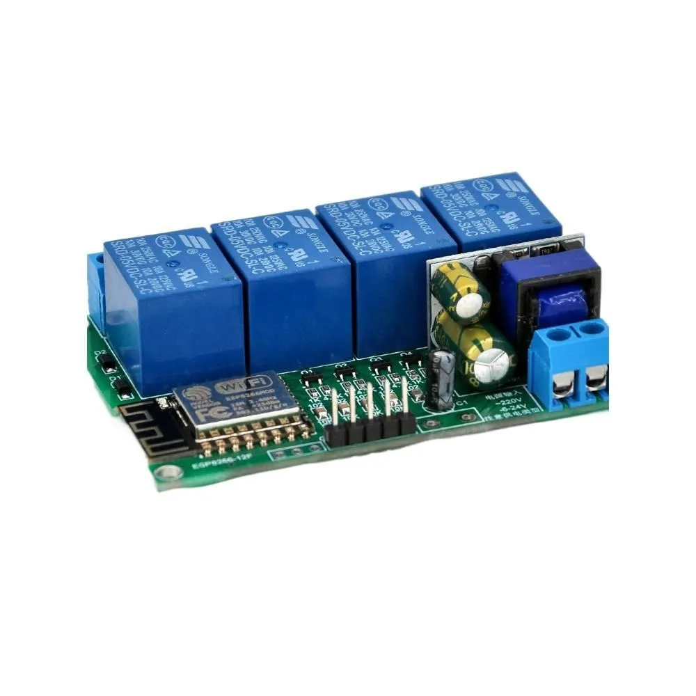 4 Way ESP8266-12F Secondary Development Relay Module WiFi 220V/12V Powered Remote Control Relay Support TCPServer/TCPClient Mode