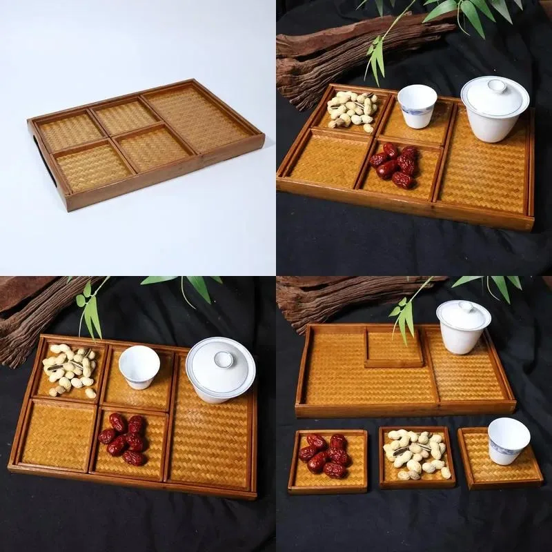 for Handmade Japanese-style bamboo tea trays, suitable for kitchen and desk use, suitable for Zen tea ceremonies and tea sets