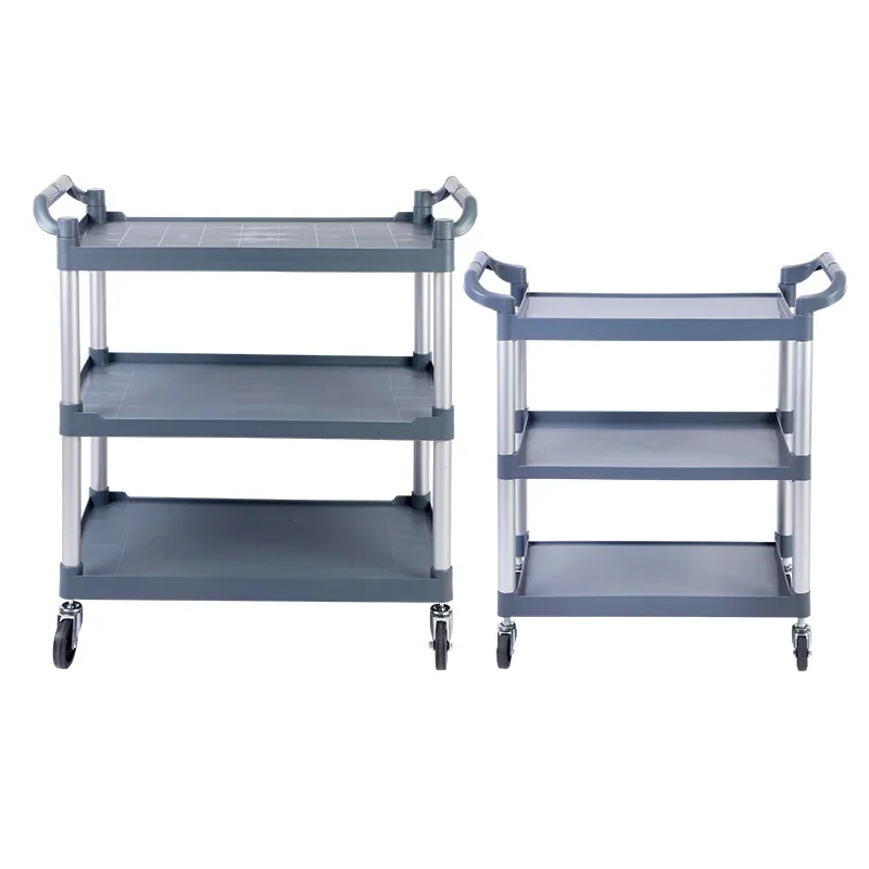 

Restaurant Service Cart 3-Shelf Rolling Service Utility Push Handcart with Locking Casters 3 Tier Trolley for Hotel