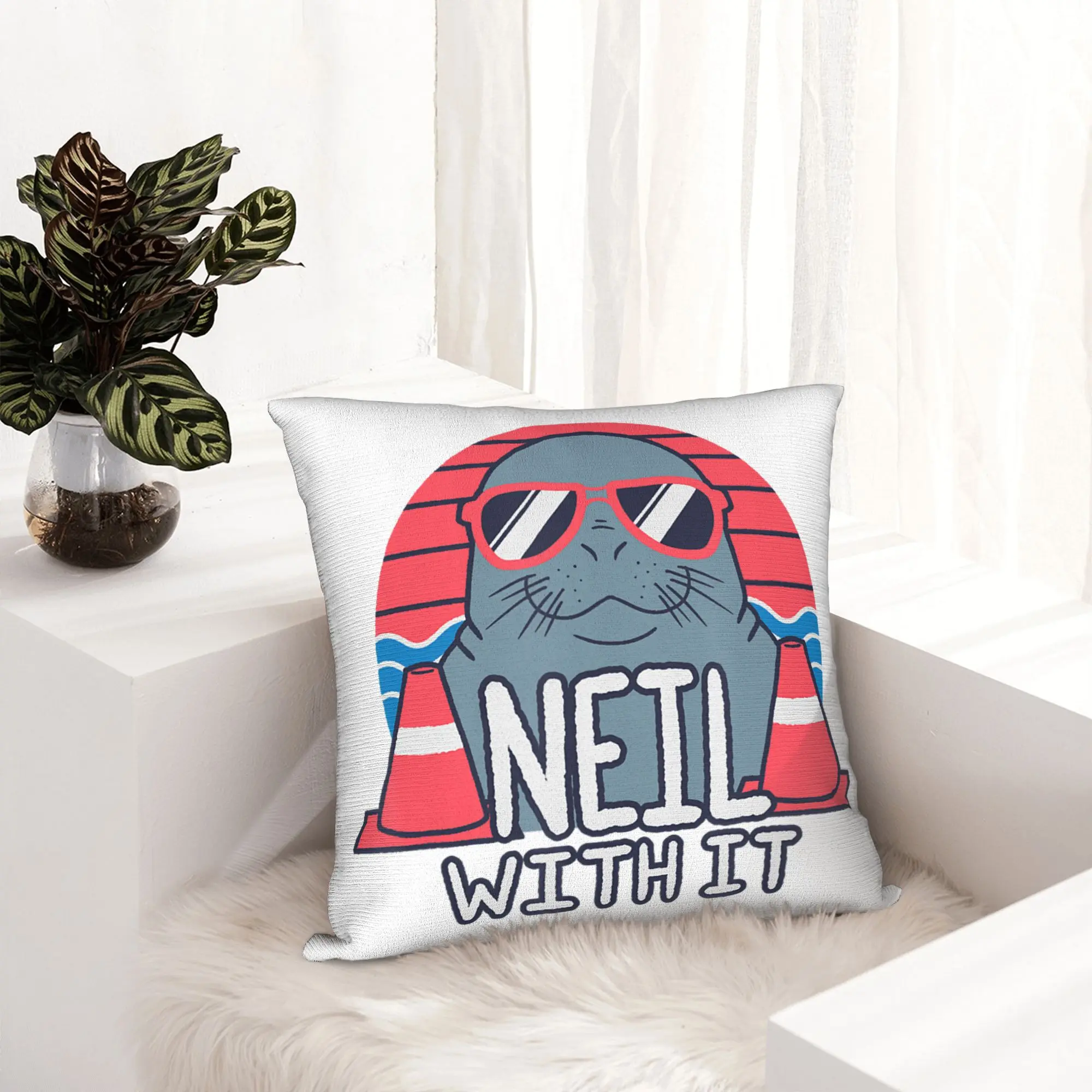 Neil the Seal Deal with It Funny Tasmanian Seal Pillowcase Soft Fabric Cushion Cover Decorations  Pillow Case Cover Bed