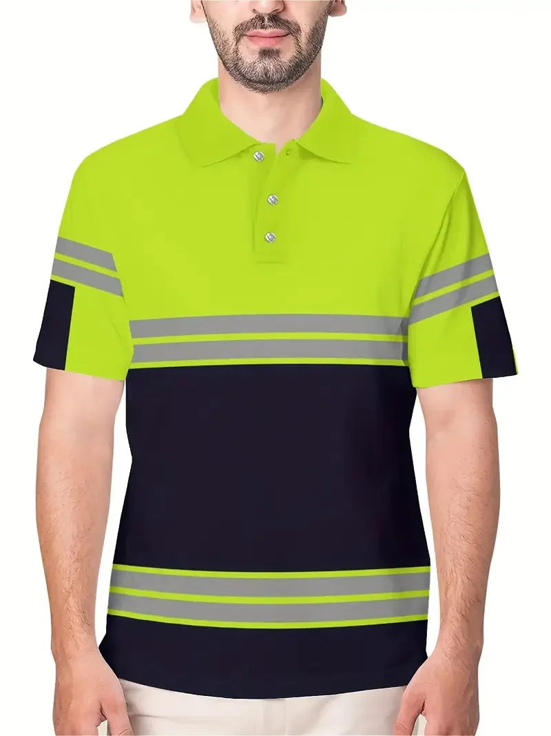 Printed design - no texture/embroidery/sequins, men's work and leisure polo shirt - multiple color options