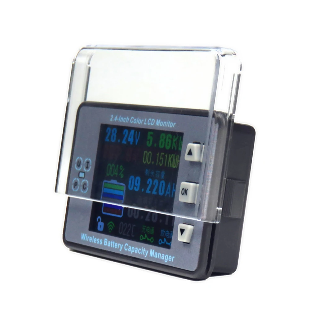 120V 300A VAC8810F 2.4 inch Color LCD Wireless Battery Capacity Tester Coulometer Current Voltage Power Meter Detector Voltmeter