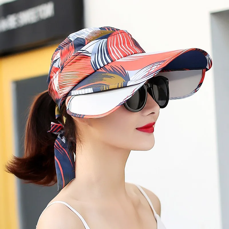 Summer Fashion Lady Bow Ribbon Adjustable Empty Top Hats For Women Outdoor Riding Sports Caps Sunshade Sun Protection Beach Hat