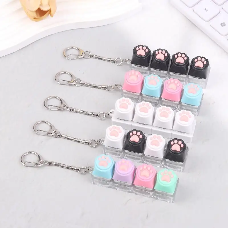 Hot Sale Silicone Cat Paw Keychain Stress Relief Toy For Keyboard Lovers Portable Keyring Gifts