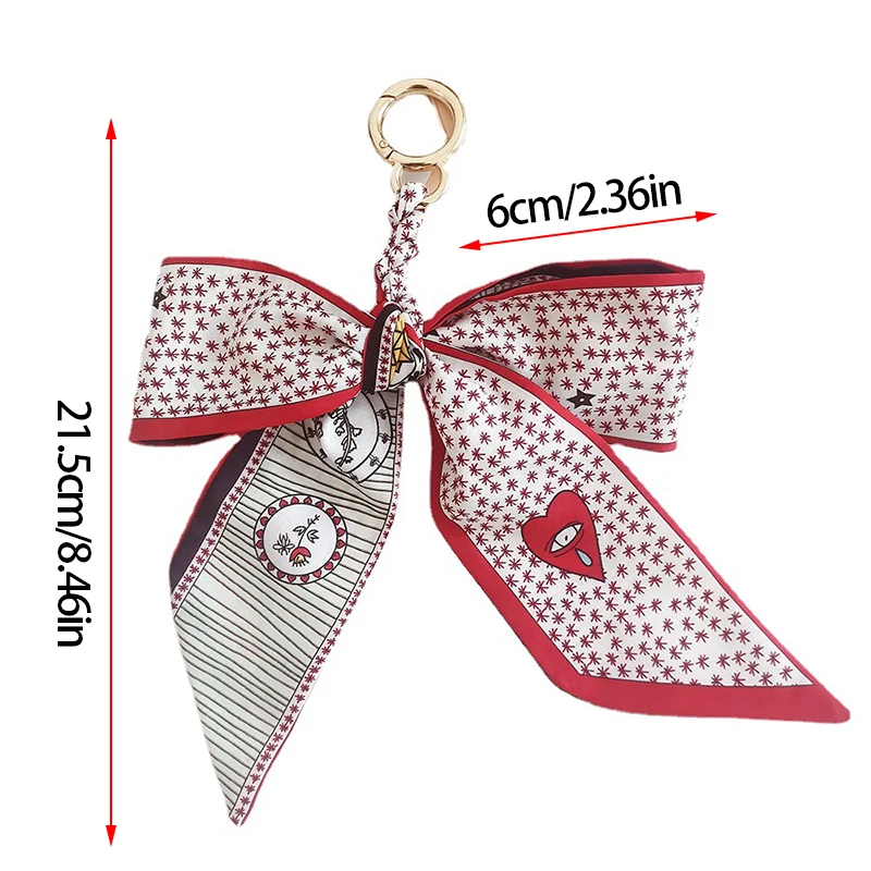 Elegant Silk Scarf Keychain For Women Satin Ribbon Bowknot Car Key Holder Keyring Bag Pendant Charms Ladies Key Chains Gift