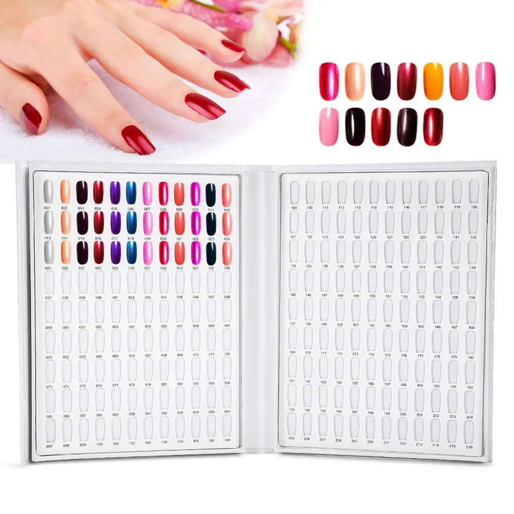 

216 Colors Manicure Display Book White Color Display Booklet Nail Polish Display Chart Nail Art Showing Shelf Nail Art Supplies