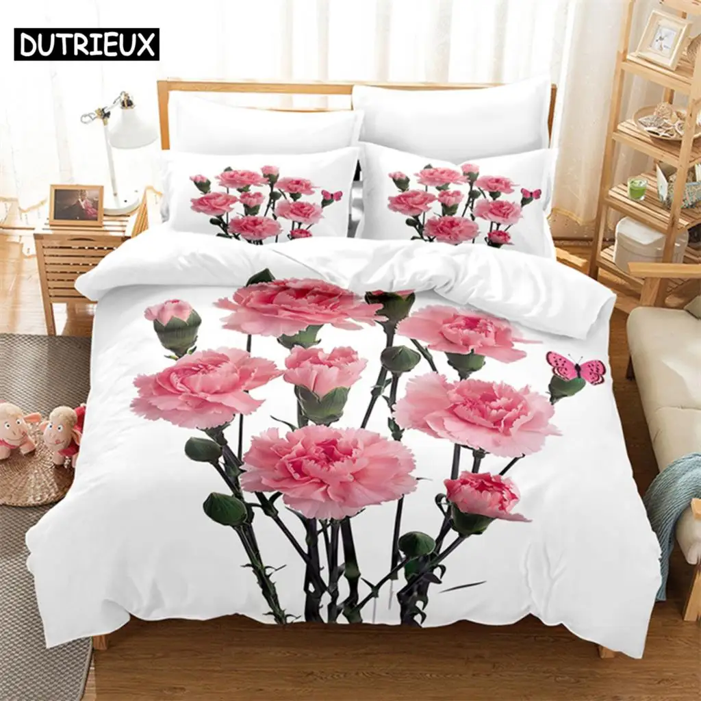 

Pink Rose Queen Bedding Set Lovers Duvet Cover Set Kids Bedding Digital Printing Bed Linen King Size Duvet Cover Set Bedding Set