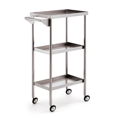 

Stainless Steel Auxiliary Car with Wheels Beauty Salon Dyeing Trolley Cart Folding Barber Shop Special Two-layer Tool Trolley