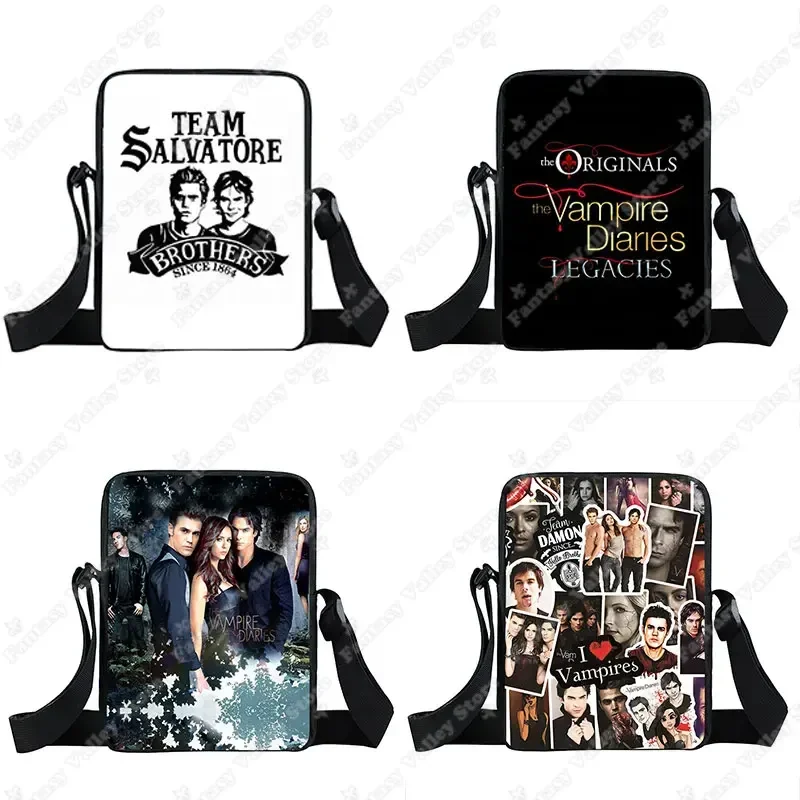 The Vampire Diaries Bolsa crossbody TVD Bolsa de ombro para equipe de viagem Damon Bolsas femininas Stefan Salvatore Bolsas mensageiro presente