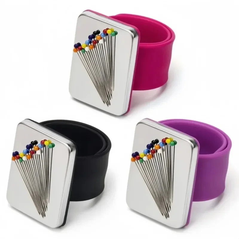 Portable Magnetic Sewing Needle Pad Safety Silicone Wristband Needle Pad Clip Suitable for DIY Sewing Needle Hair Clip Tools