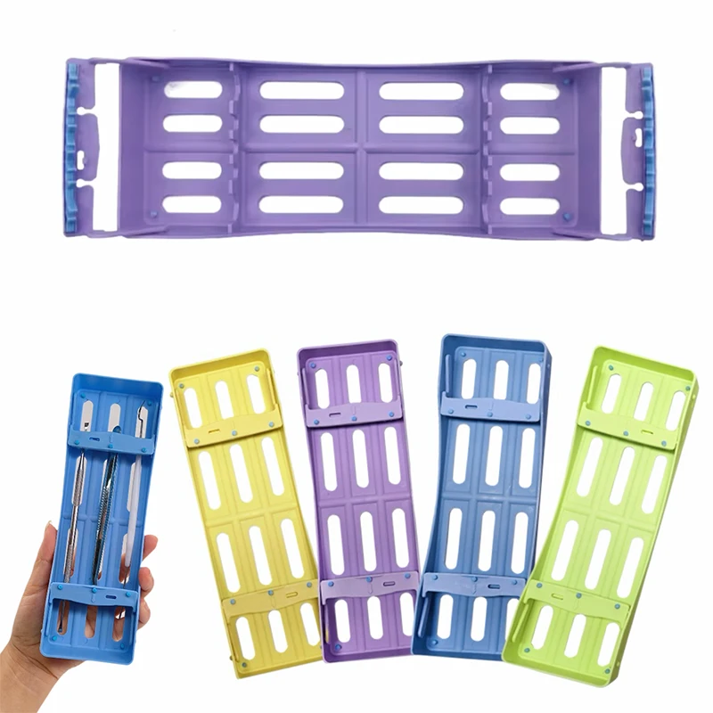 3Holes Dental Disinfection Tray Plastic Sterilization Box Holder For Instruments Filling Spatulas Plate Dentist Cassette Rack