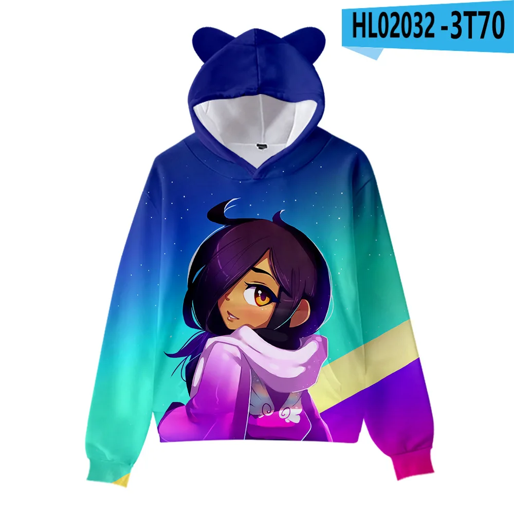 Aphmau Merch-Sudadera con capucha para hombre y mujer, ropa de calle Harajuku, Hip Hop, Kawaii, con orejas de gato, para niños