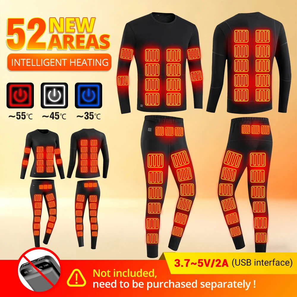 

Heated Thermal Underwear Self Heating Jacket Men's USB Electric Skiing Suit Women's Winter Warm Thermal Heated Underwear