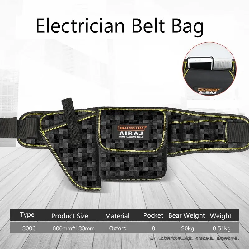 Portable Belt Bag Double Oxford Cloth Waterproof Organize Electrician Bag Multifunctional Storage Toolkit Wear Resistant Durble