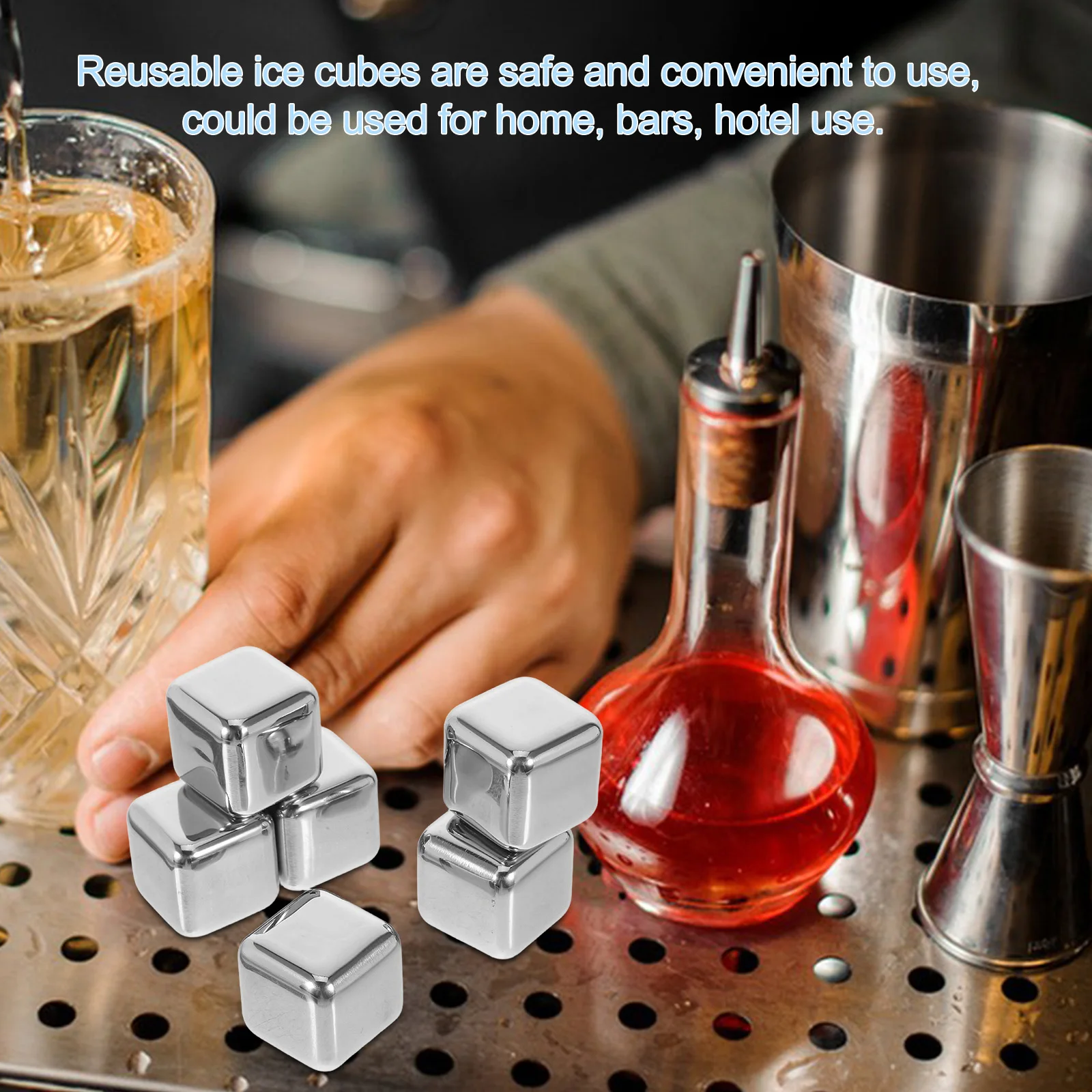 

Stainless Steel Ice Stone Reusable Beverage Cooling Stones Cooler Sipping Rock