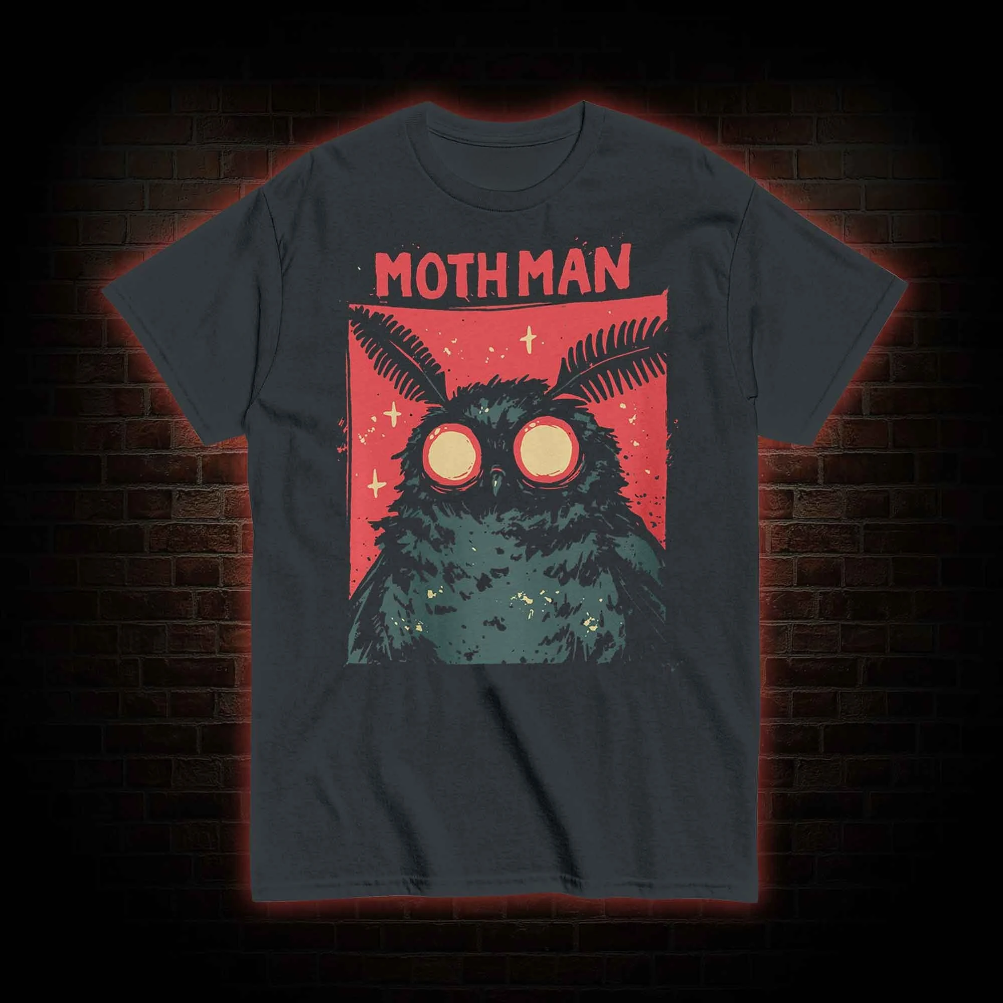 Mothman T-Shirt Men's Vintage Cryptid Print Classic West Virginia Fan Cute Mothman Graphic Short Sleeve Casual Summer Top