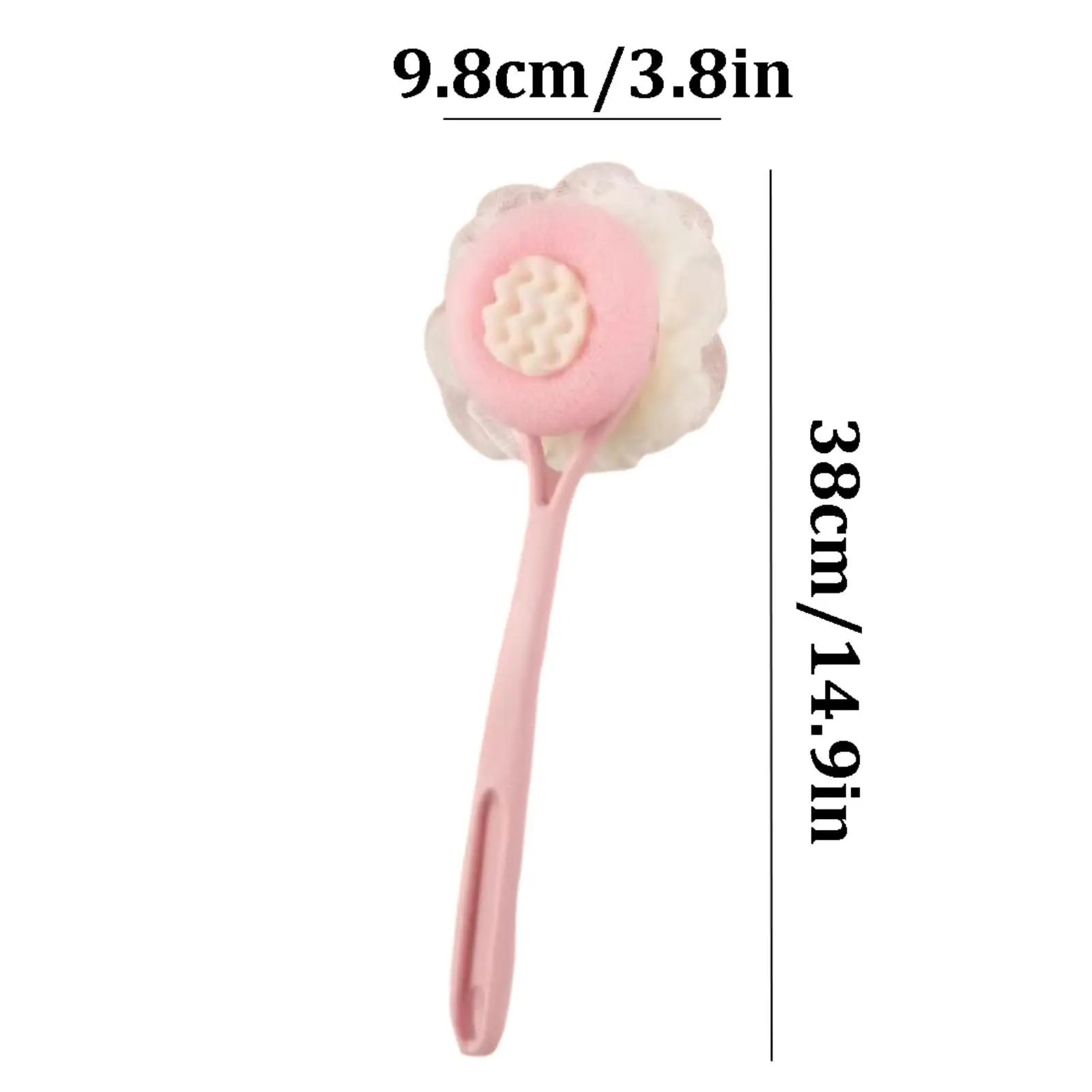 Lightweight Plastic Long Handle Shower Brush with Curved Long Handle Soft Back Scrubber Bath Mesh Sponge Can Produce