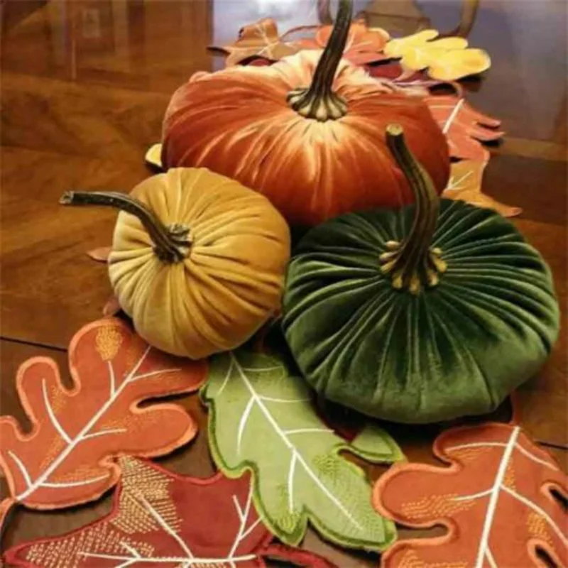 Halloween Pumpkin Plush Throw Pillows Handmade Soft Velvet Pillow Cushion Halloween Decor Ornaments Crafts Holidays Props