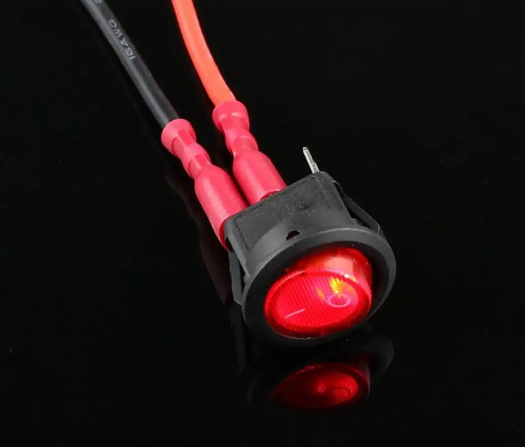 Promotion!10pcs Red Light ON-OFF SPST Round Rocker Switch 220v 12v