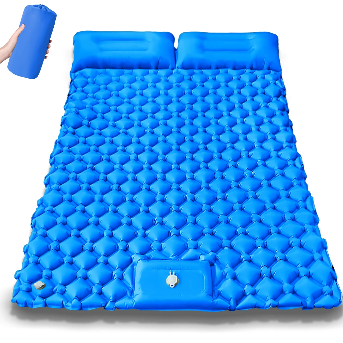 

2 Person Inflatable Pad with Rhombus Design - Durable, Comfortable & Quick Inflation! Perfect for Camping, Beach & Travel