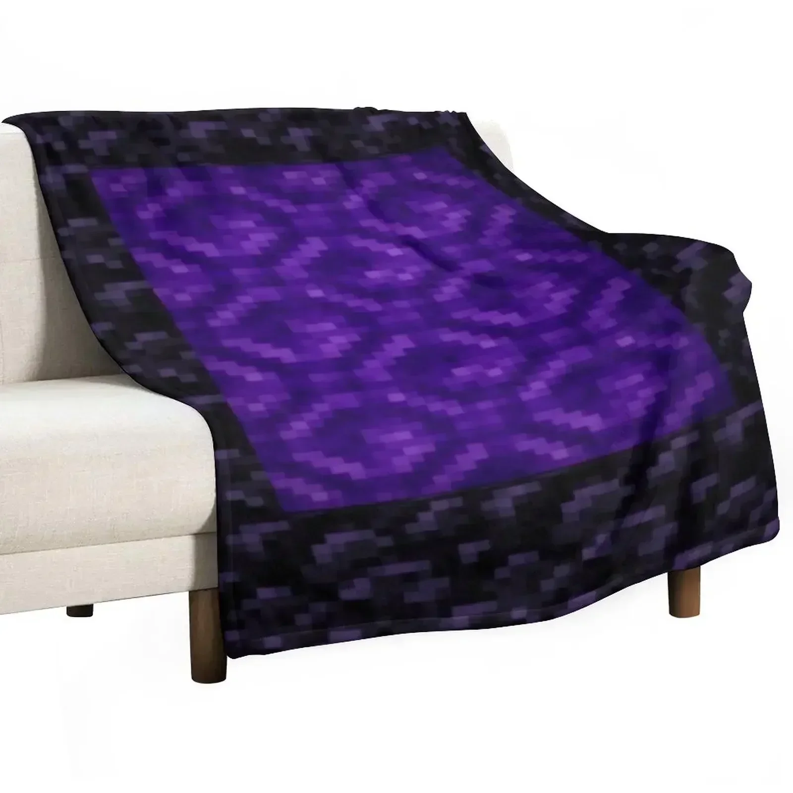 

Nether Portal Pixel Blanket Throw Blanket Soft Sherpa Fleece Warm Blanket for Winter