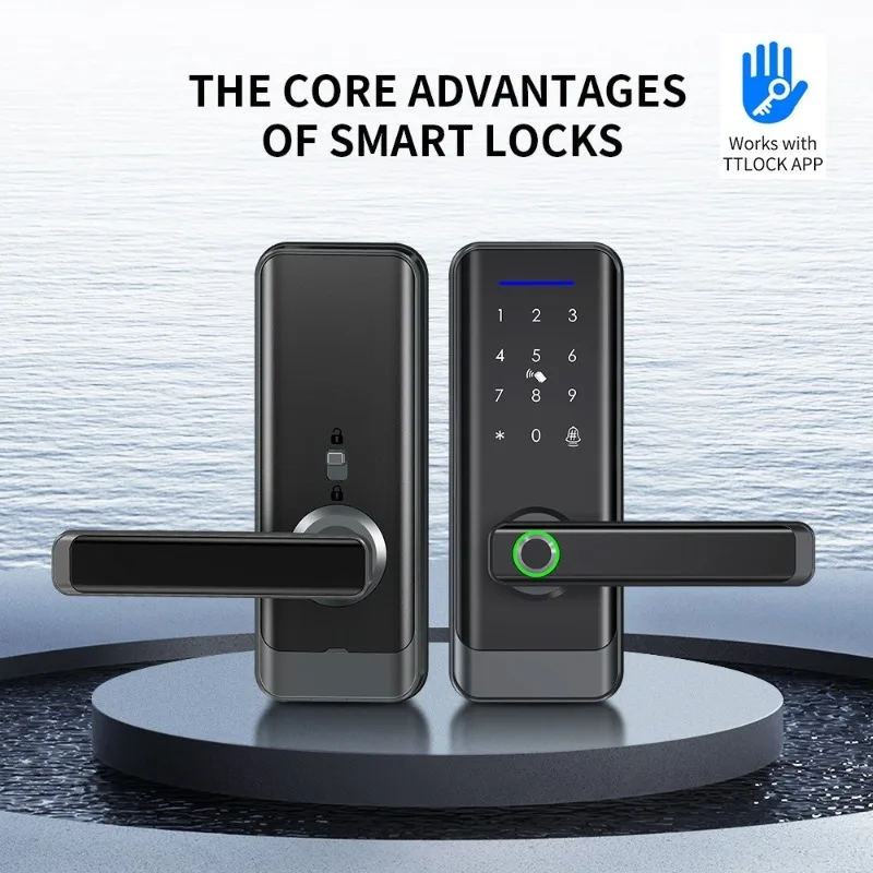 TTlock Passlock Smart Electronic Wooden Door Lock Bluetooth Fingerprint IC Card Key Unlock Home Security Alarm