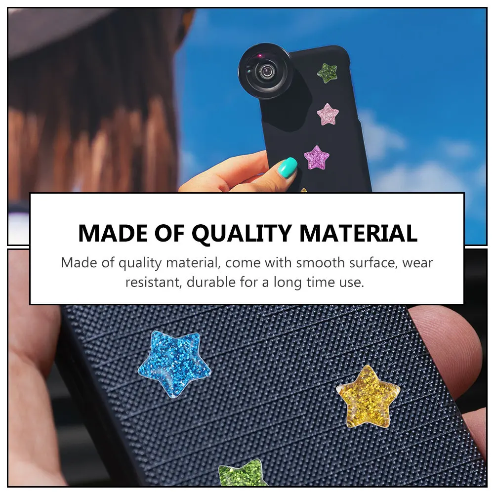 40Pcs Star DIY Material Resin Glitter Flat Back Appliques for Craft Making Phone Case Decoration Handmade Ornament