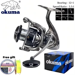 OKUMA Spinning Reel Metal Performance Fishing Reel,15KG MaxDrag,12+1Bearing, 5.5:1Gear Ratio SW1000-7000Series,Gift fishing line